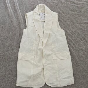 Elegant Cream Sleeveless Blazer Dress